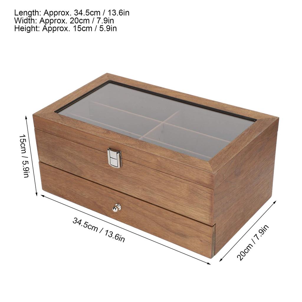 Yinhing Sunglasses Eyeglasses Wooden Eyeglass Display Case Organizer for Display and Storage Storage, Box, 12-Slot Double-Layer