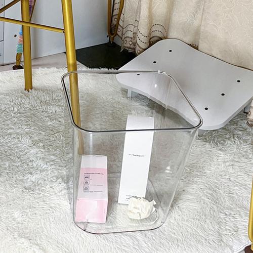 Light Luxury Waste Bins Home Living Room with Cover Bedroom Toilet Living Room Dormitory Desktop Transparent Acrylic Trash Can