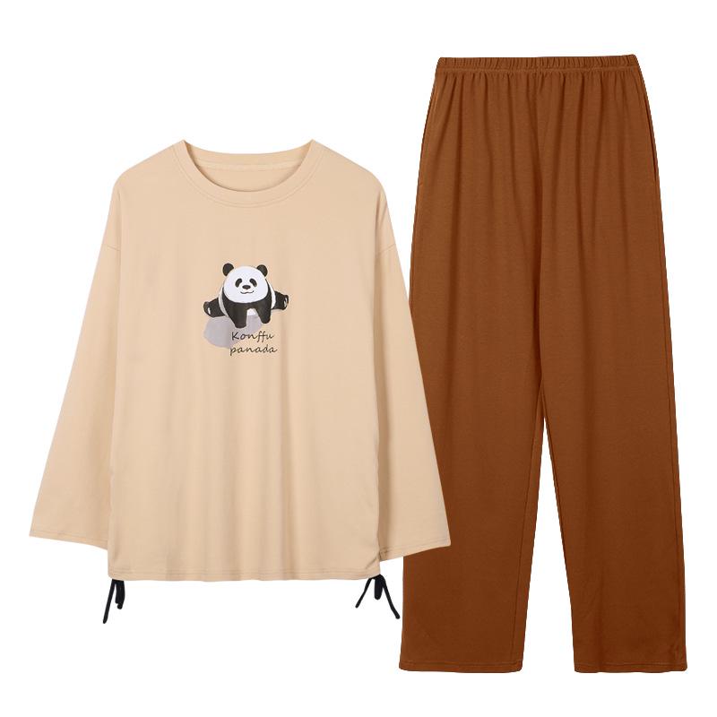 

Women s Cartoon Cotton Two-Piece Set - Long-Sleeved Pullover for Spring and Autumn XXL