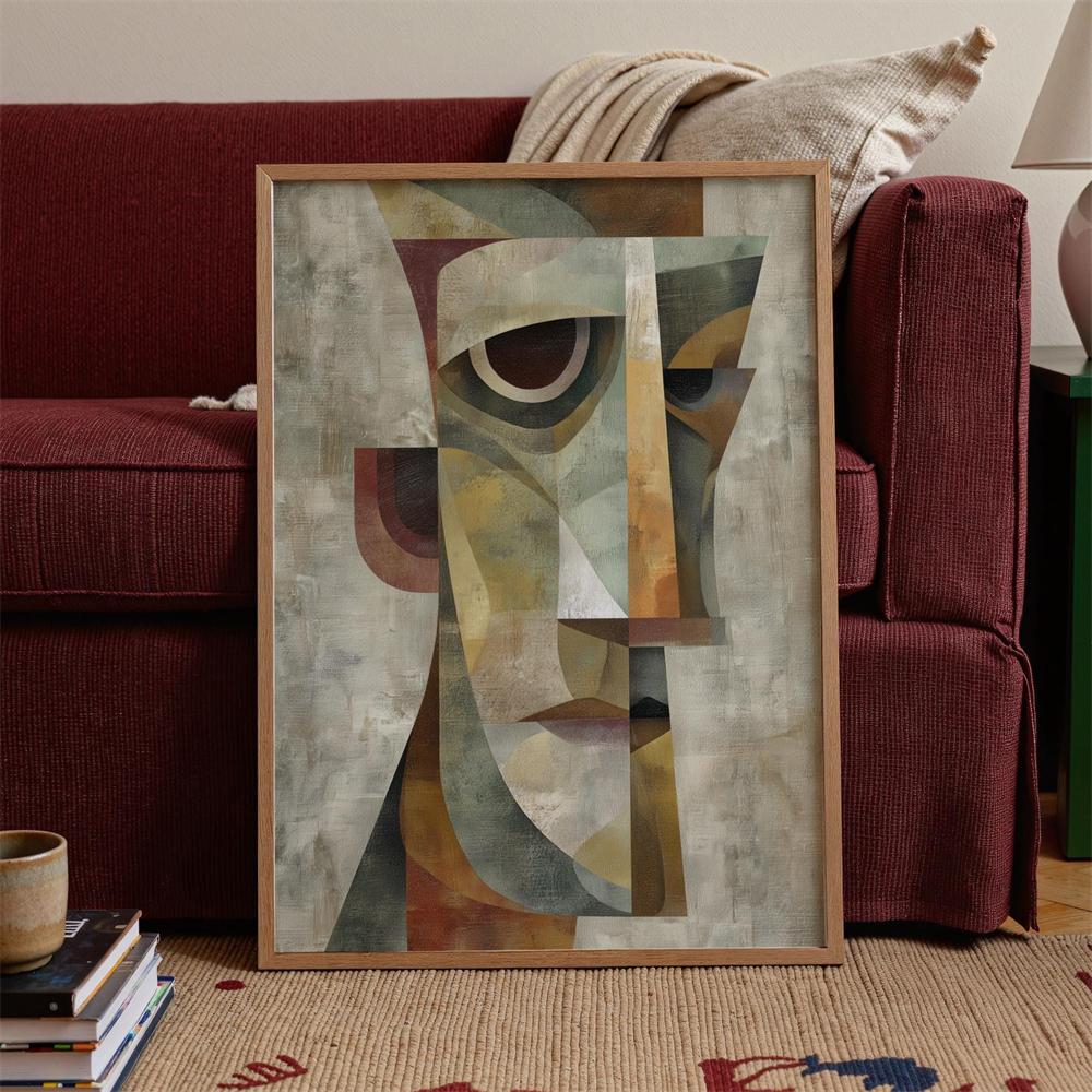 Abstract Woman Art Print Poster Mid-Century Modern Geometric Portrait Wall Art Prints Home Decor Wall Art Canvas Painting