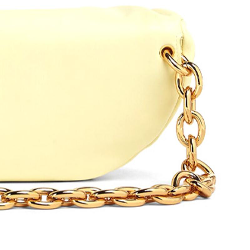 Bottega Veneta BV Chain Pouch Magnetic Frame Closure Leather Waist Bag Women waist bag Ice-Cream 651445-VCP41-7406