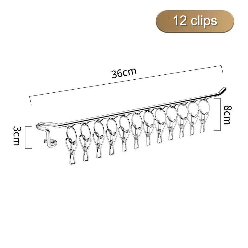 Stainless Steel Clothes Hanger Socks Rack Socks Drying Artifact Multifunctional Guardrail Clip-On Balcony Socks Rack Storage