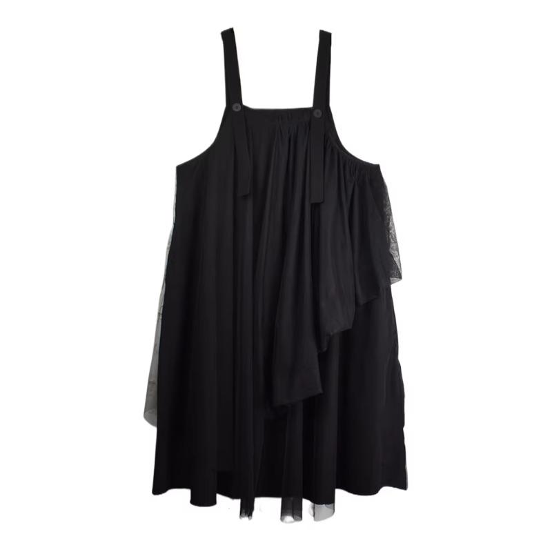 

XITAO Gauze Irregular Solid Color Straps Dress ZMY1295 One Size чёрный