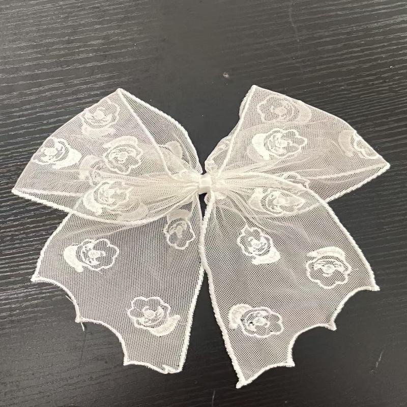 Black Bow Hair Clips Bat Embroidery Lace Tulle Veil Gothic Hairpins Spooky Halloween Cosplay Hair Accessories For Women Girls