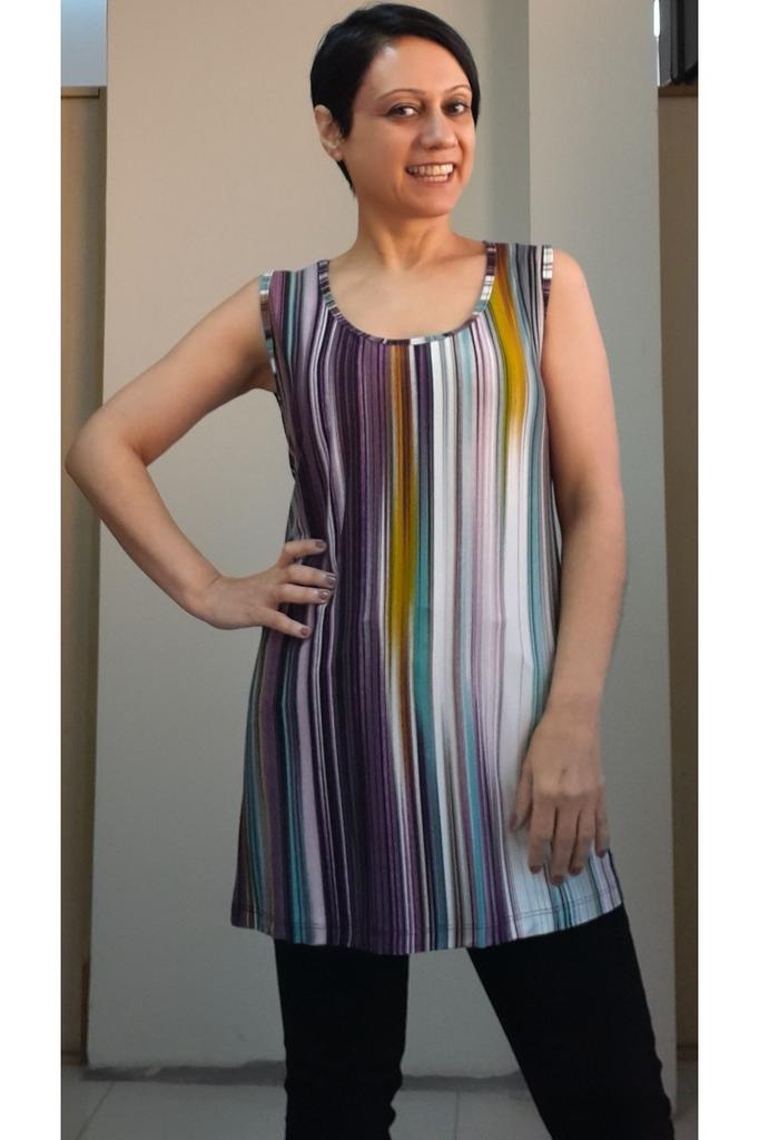 Damen Stil Übergröße T-Shirt Pflaumenfarbenes Kali Träger Baumwolle Viskose T-Shirt