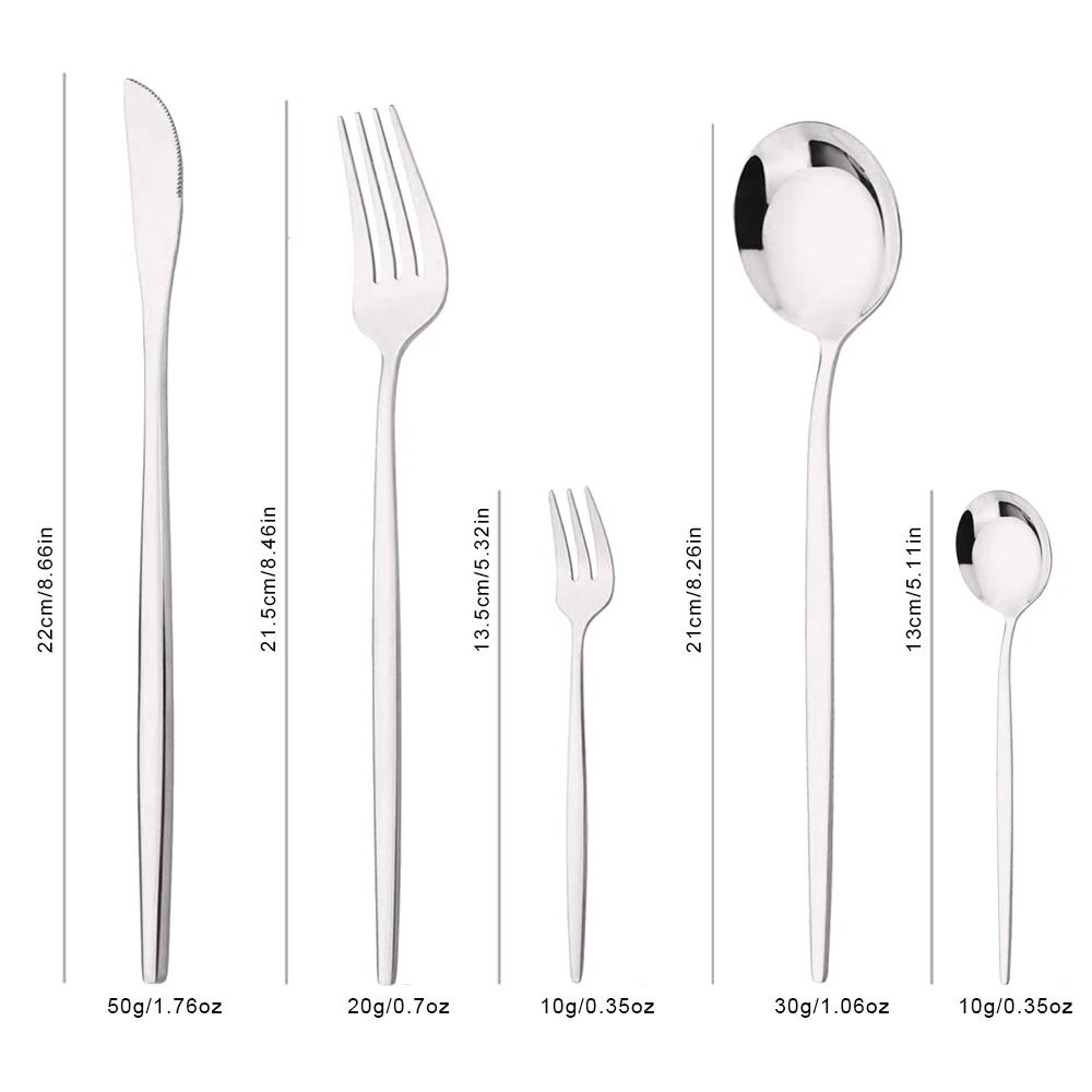 20Pcs Silver Dinnerware Set Stainless Steel Dinner Steak Knife Fruit Fork Spoon Cutlery Set Kitchen Tableware Silverware Set