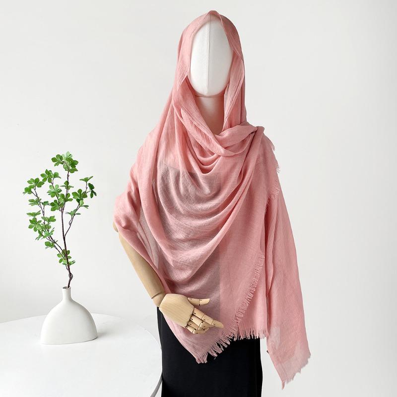 Summer Versatile Cotton and Linen Scarf Shawl Lengthened Solid Color Yarn Shawl Sunscreen Shawl Simple Scarf Silk Scarf Women