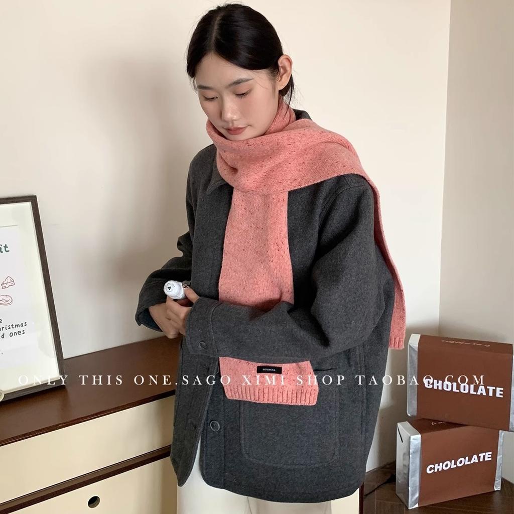 Korean Style Autumn and Winter Couples Thickened Wool Scarf Women's Warm Small Knitted Wool Scarf