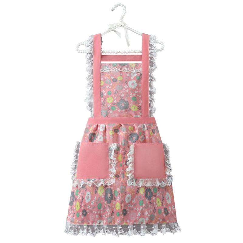 

Canvas Lace Apron Cooking Apron Oil-proof Overall Women Work Clothes Kitchen Aprons with Pocket Work Apron for Cafe Bar