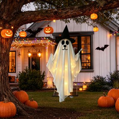 Halloween Hanging Ghost for Outdoor Decoration Cute Flying Satin White Ghost for Home