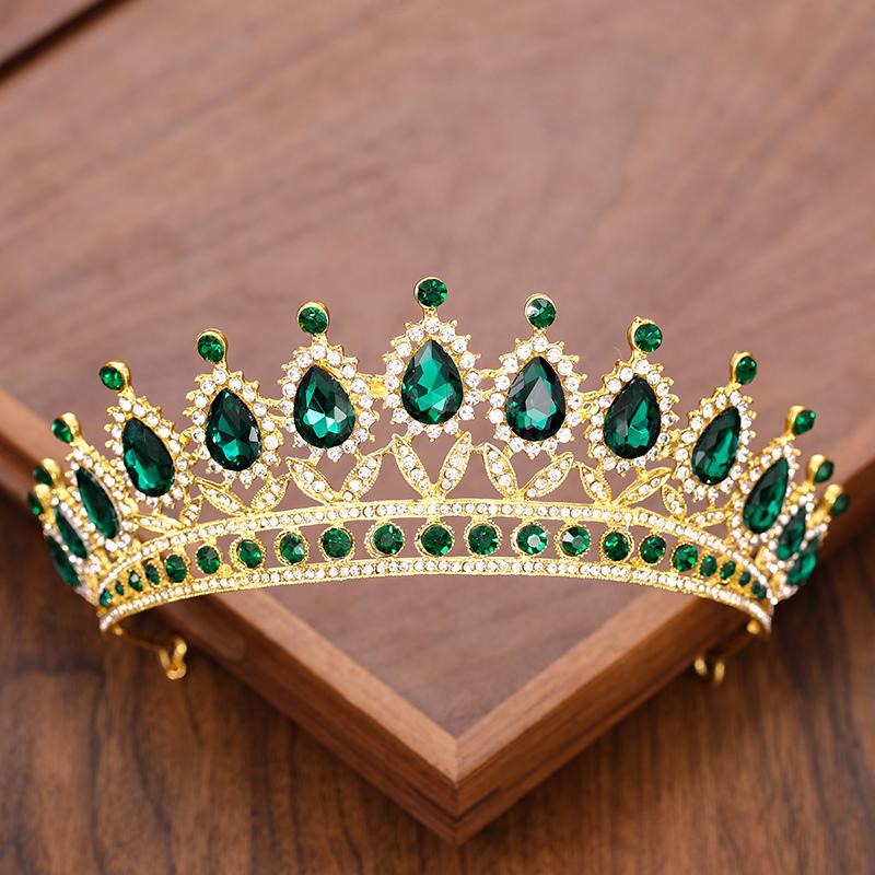Vintage Barokke Koningin Kroon en Tiara Kristal Strass Kroon Bruids Diadeem Haar Sieraden Bruiloft Haaraccessoires Feest Tiara's