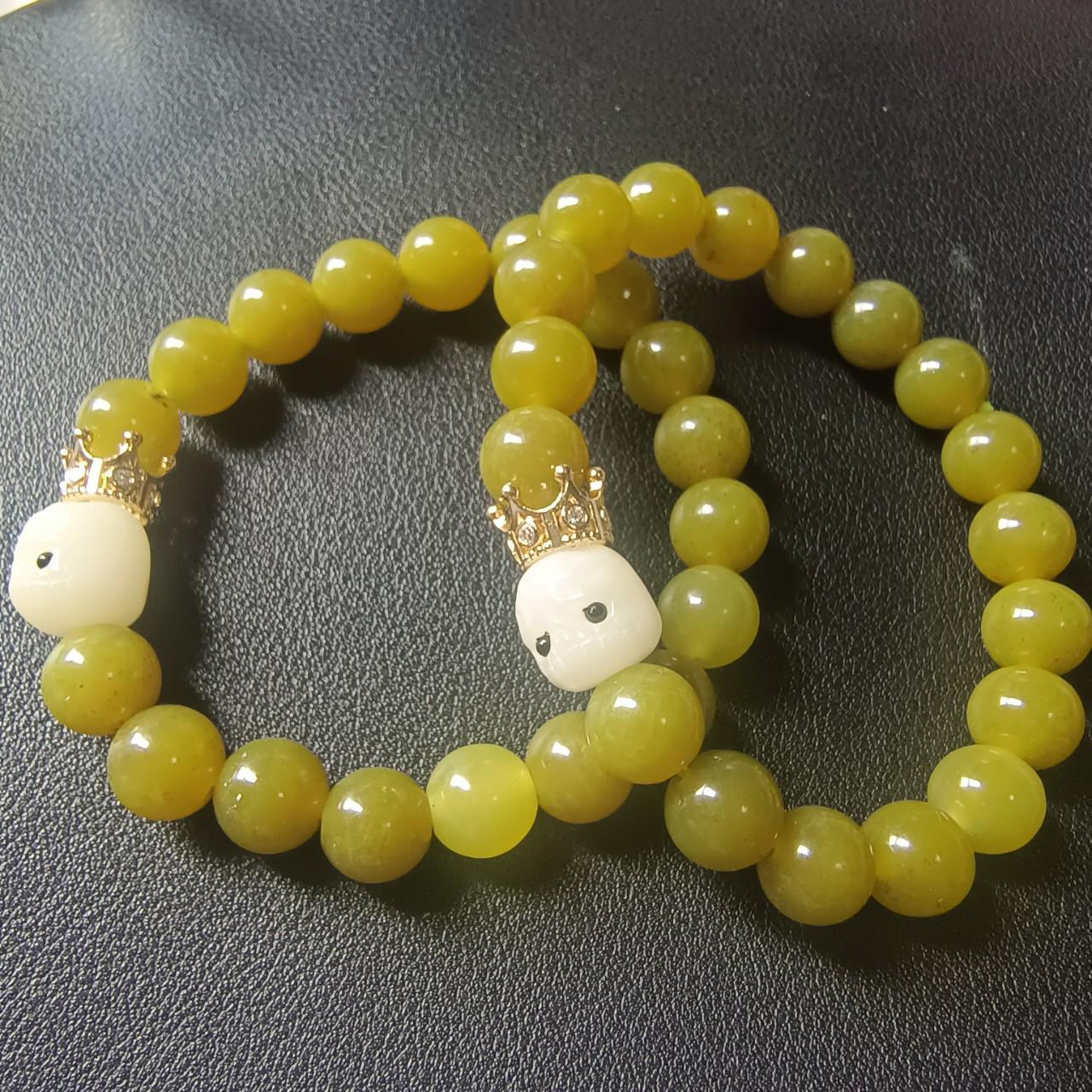 Xiuyu Avocado Green Xiuyu Jade Beaded Bracelet - Chinese Design, Ancient Style, Trendy 10mm 10mm