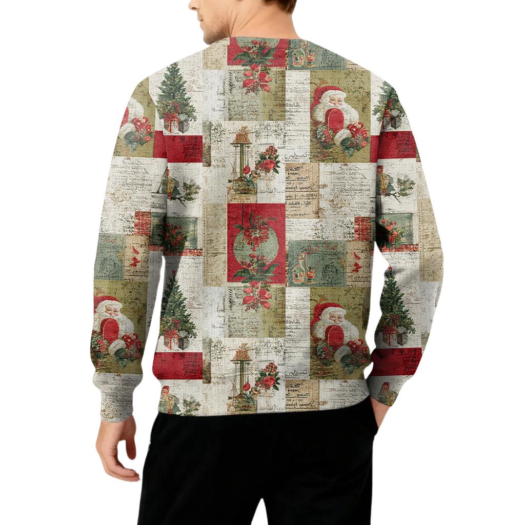 Men's Round Neck Fleece-Lined Thick Warm Sweatshirt