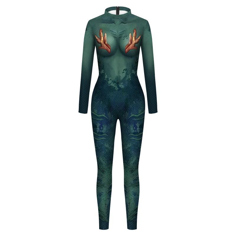 Autumn Mermaid Series Halloween Mermaid Digital Printing Pattern Jumpsuit