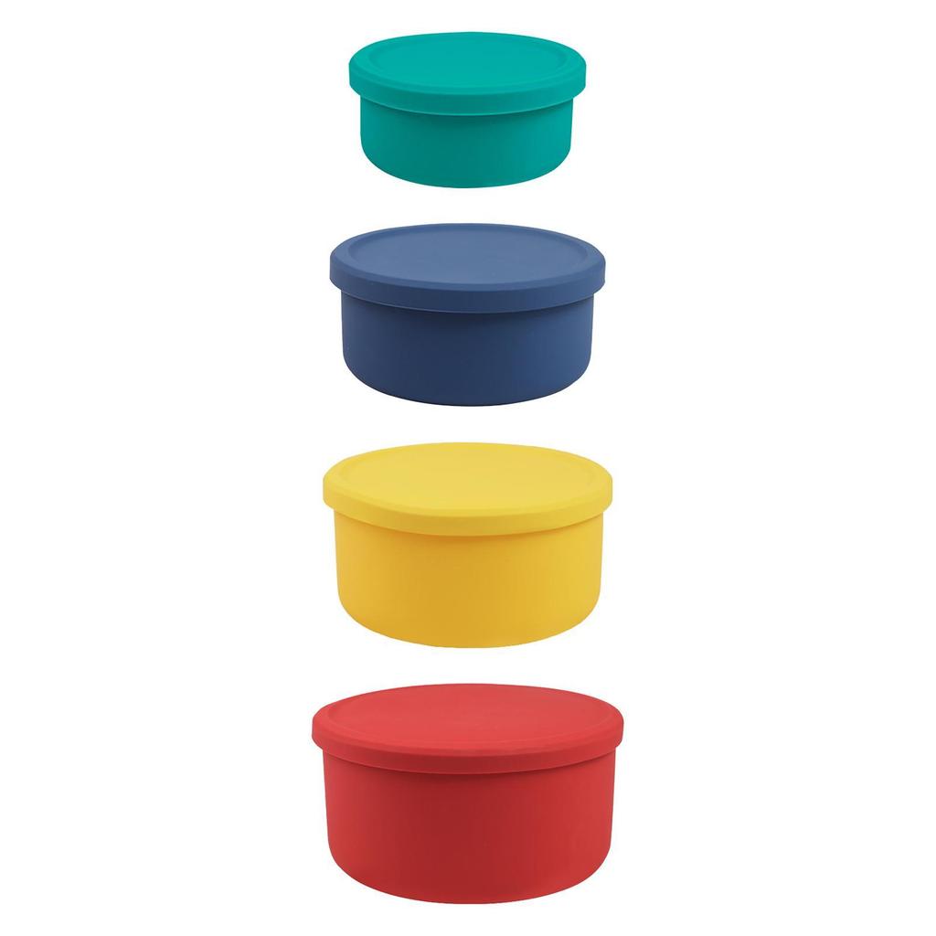 Silicone Compact Stackable Simple Round Lunch Boxes for Kids Camping Student