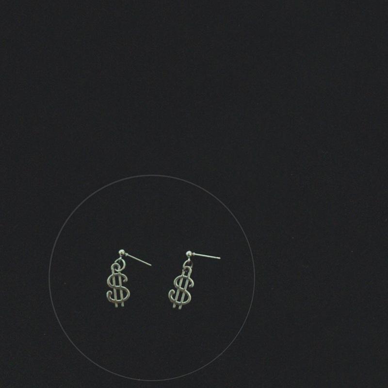 

Ретро минималистичные индивидуальные долларовые монеты $ серьги-гвоздики с буквами, ювелирные аксессуары