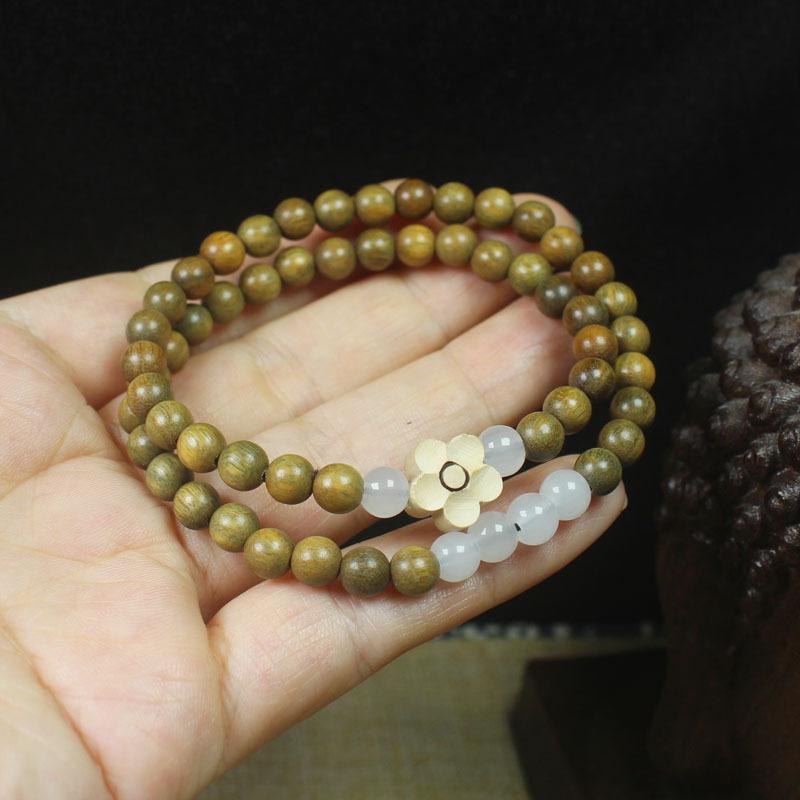 Elegant Fresh Forest Sandalwood Bracelet, Exquisite Double Circle Rosary, High Texture Unique Literary Daily Wrist Jewelry