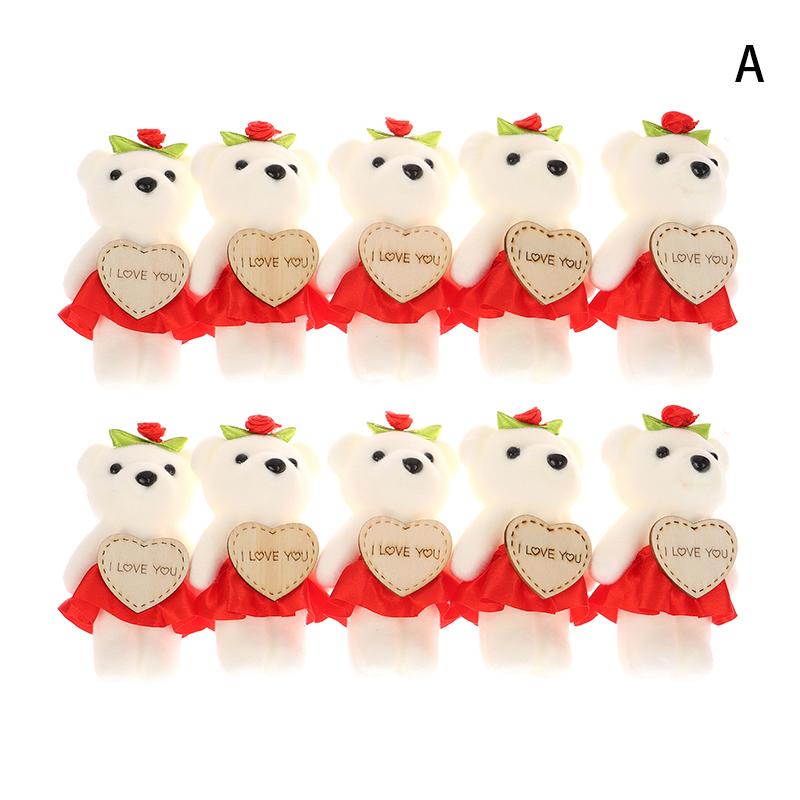 10Pcs/Set 10Cm Love Bear Bouquet Small Bear Couple Bear Gift Packaging Wedding Gift Birthday Present