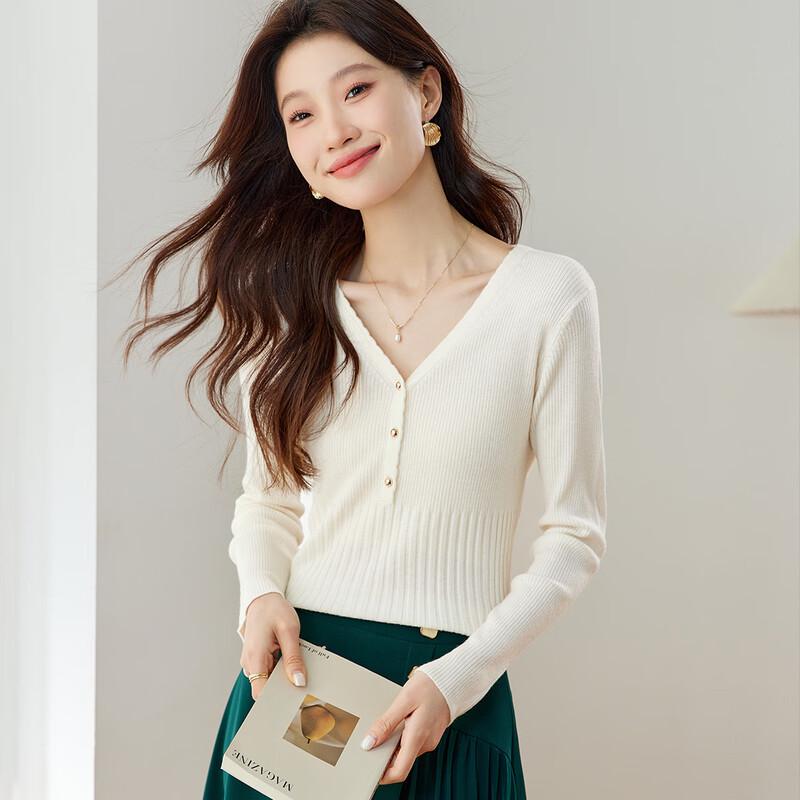 

Женский короткий облегающий трикотажный свитер с V-образным вырезом от Srcr XL