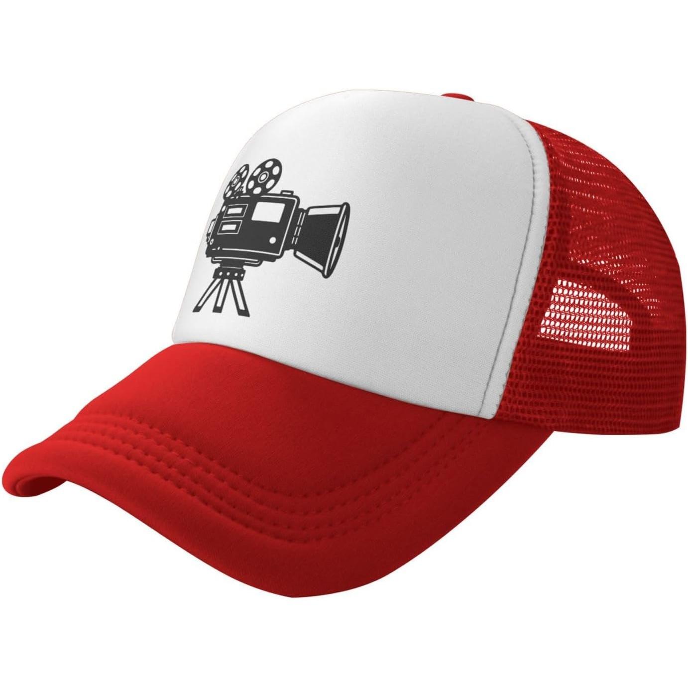 Movie Camera Trucker Hat Filmmaker Director Mesh Baseball Cap Adjustable Unisex Casual XS(old)