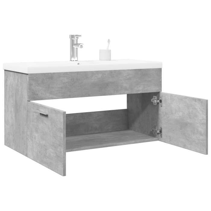 VidaXL Armoire lavabo de salle de bain avec bassin intégré gris béton, placard lavabo de salle de bain, meuble de salle de 3324860