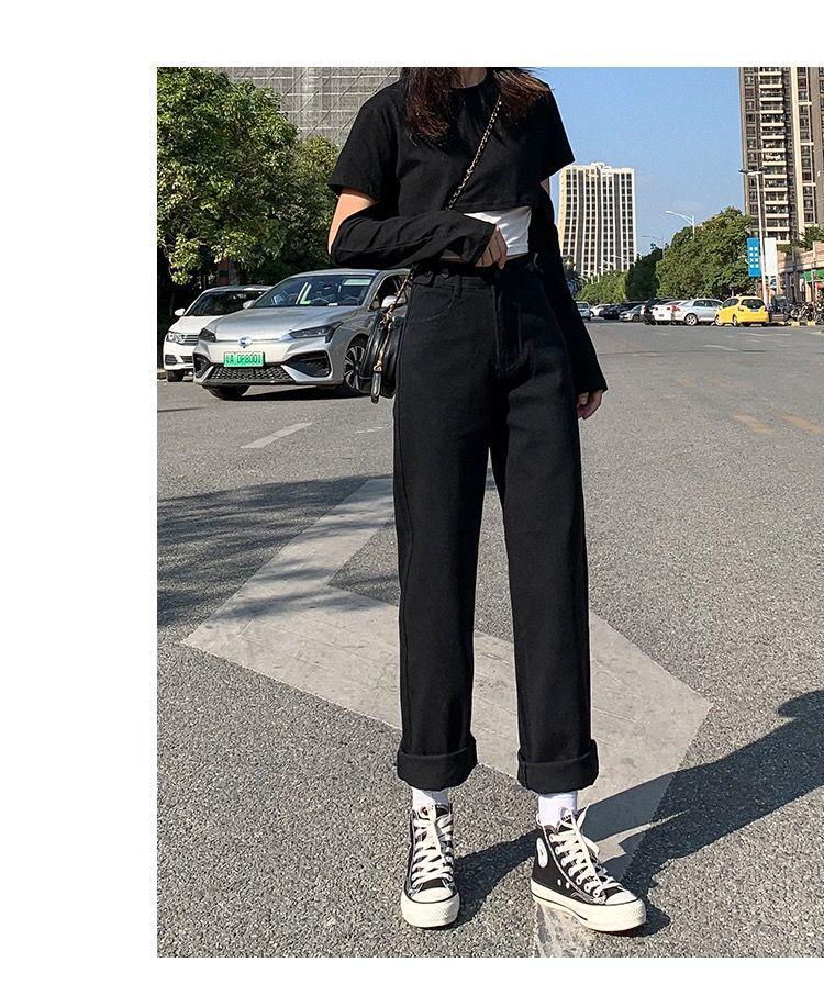 Spring 2023 Women's High-Waist Loose Slimming Denim Pants - Mori Style Straight Leg Trend