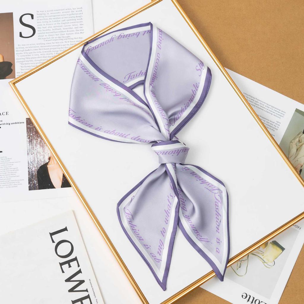 Fashionable Silk Letter Ribbon Scarf: Versatile Thin Neckwear for Spring & Summer