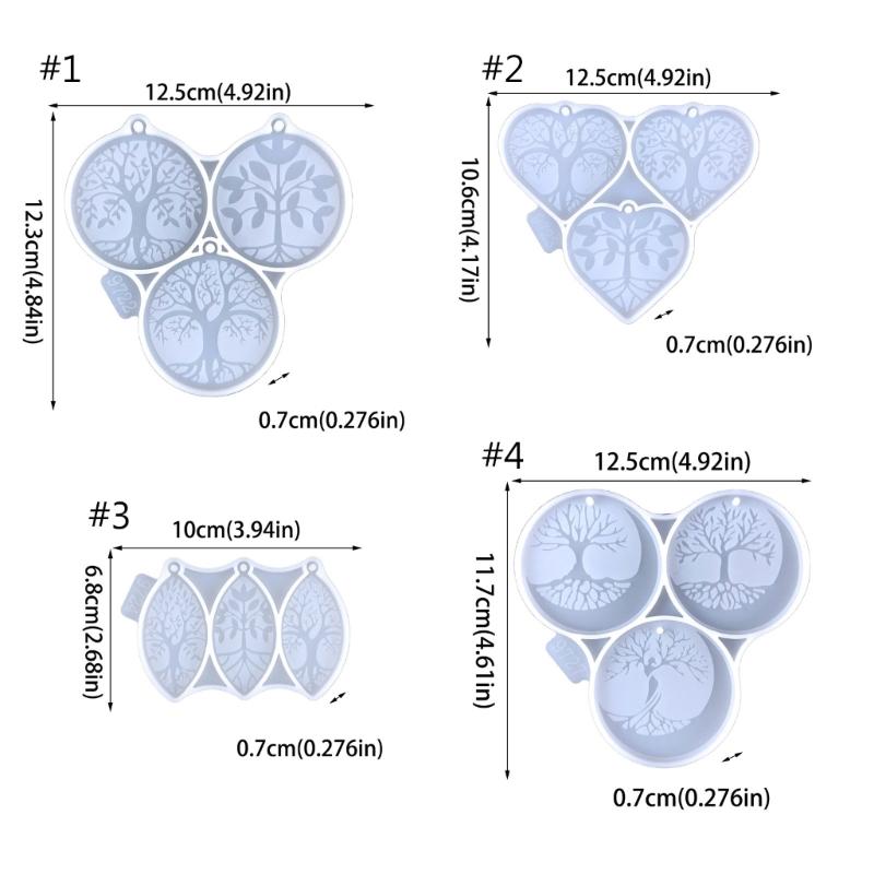 Versatile Silicone Casting Mold Epoxy Resin Mold Versatile Round Life Tree Keyring Case Mould Keychain Jewelry Moulds