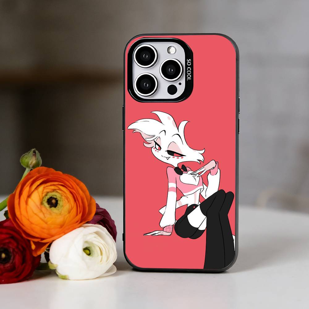 H-Hazbin Hotel A-Angel Dust Phone Case For iPhone 17,16,15,14,13,12,11 Plus,Pro Max,XS,Colorful Silver Phone case Funda Cover