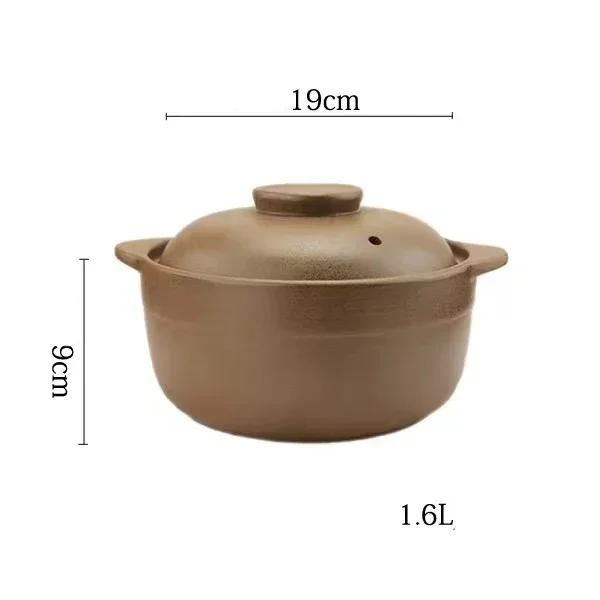 0.8L 1.2L 1.6L Casserole Clay Casserole High Temperature Resistant Household Open Flame Unglazed Stew Pot Soup Porridge