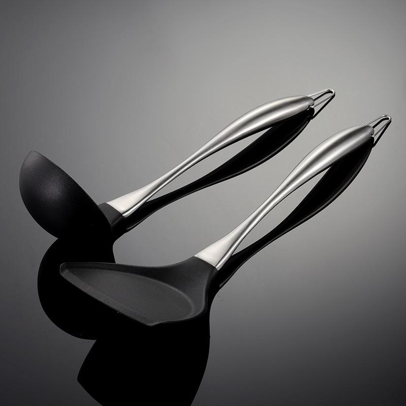 430 Stainless Steel Silicone Spatula Large Spoon Hollow Handle Non-stick Pan Kitchen Utensils Accessories Wok Housewarming Gift