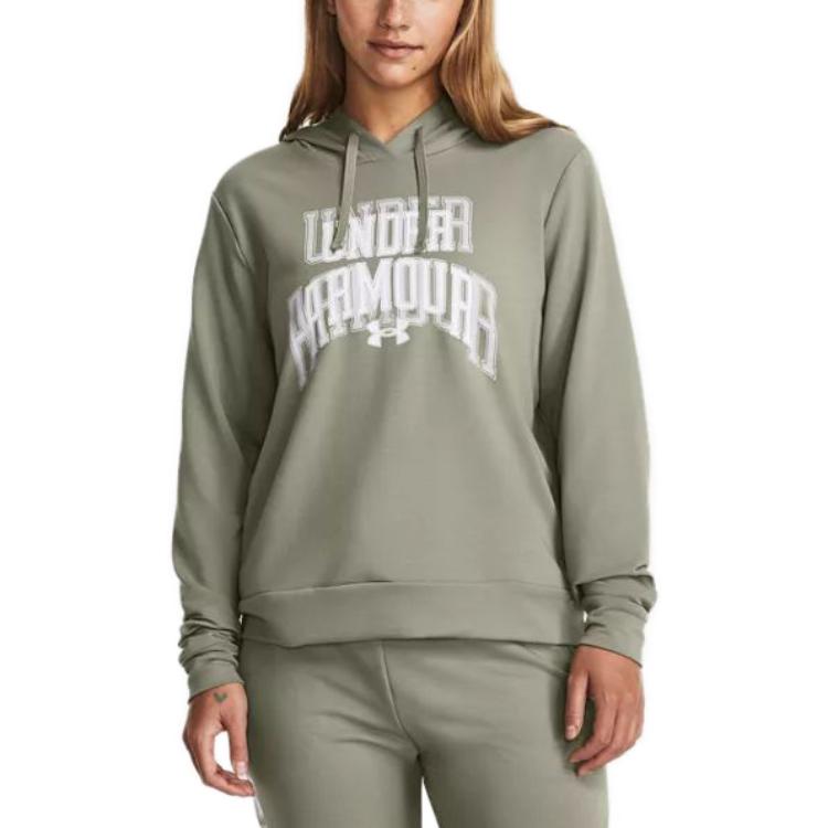 Under Armour Lettered Hooded Long Sleeve Sweatshirt Women sweatshirt Green 1379610-504
