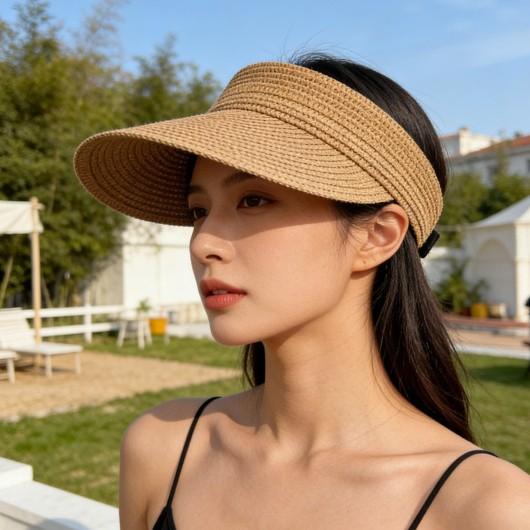 Summer New Women's Sun Hat Wide Brim Visor Foldable Straw Beach Hat for Outdoor Travel