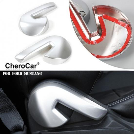 Silver Seat Adjust Handle Switch Button Panel Trim Cover for Ford Mustang 2015+