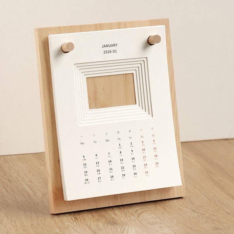 

1pcs 2026 Wooden Desk Calendar Home Office Desktop Decoration Stylish Table Calendar Perfect Gift for Home and Office Decor хаки