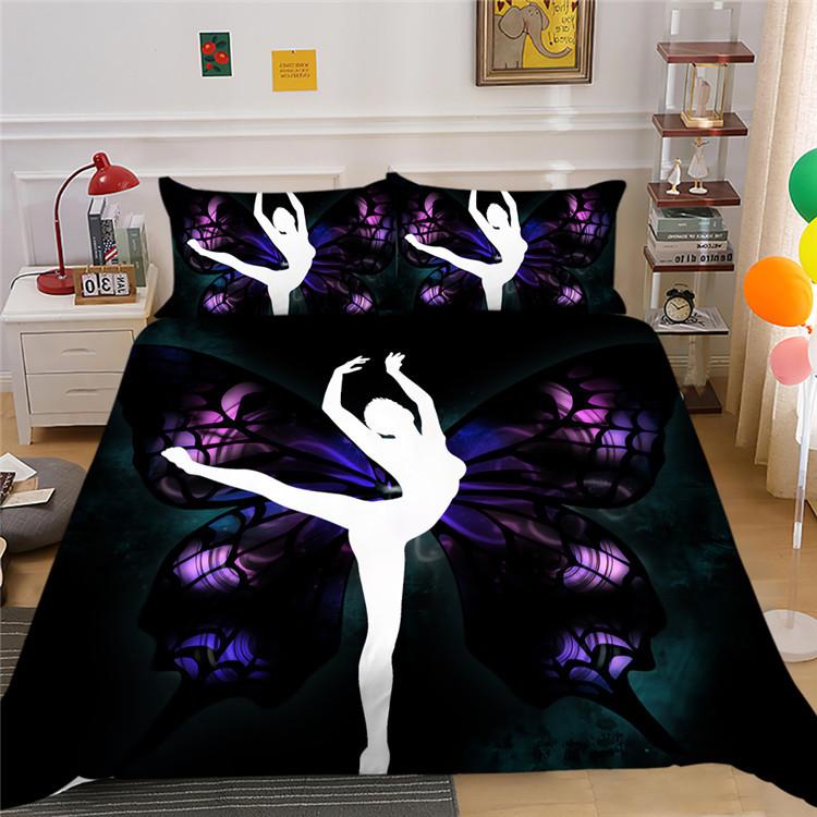 Shopify Polyester Bedding Two Three Piece Digital Printing Dance Silhouette