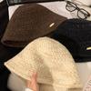 Brown Knitted Bucket Hat Women's New Autumn and Winter Ear Protector Basin Hat Wool Bucket Hat