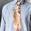 Men Tie Realistic 3D Cat Pattern Smooth Feel Neck Tie Funny Kitten Design Tie Weddings Parties Office Wear