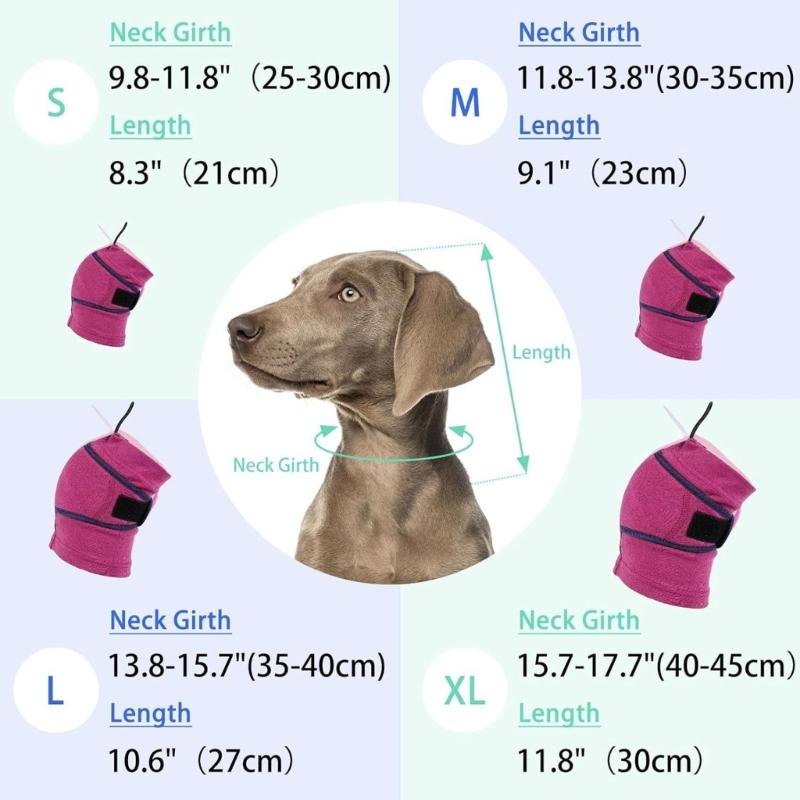 Dog Hood for Loud Noise Moment, Soft Stretchy Ear Cover Wrap for Pet Dog with Adjustable Closures and Full Ear Coverage