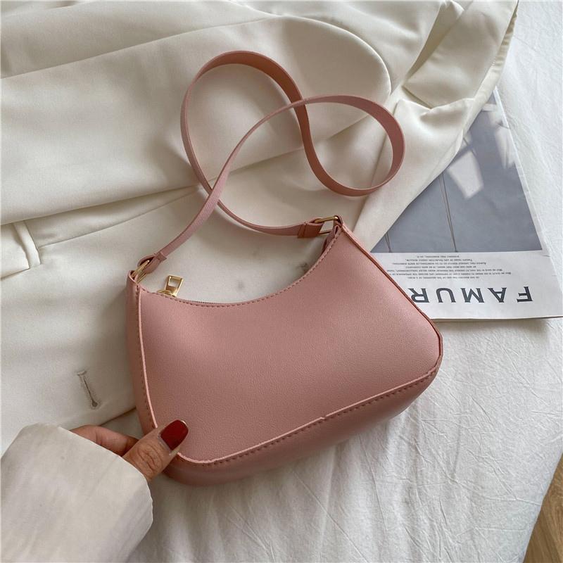 Fashion Casual Solid Color Shoulder Bag For Women High Quality PU Leather Underarm Bag