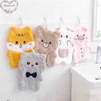 New Arrival Adorable Cartoon Hand Towel Coral Fleece Hanging Handkerchief With Embroidery Ideal For Southeast Asian Kitchens