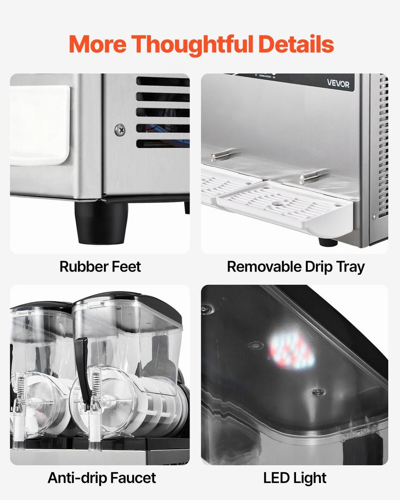 Slushie Machine, 12L/3.17Gal X 4 Tank Commercial Slushy Maker, Frozen Drink Maker with Self-Cleaning, Margarita Machine for Restaurants Bars Party for