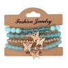 Handmade Bohemian Butterfly Layered Bracelet Set: 4-Piece Beaded Crystal Rhinestone Design