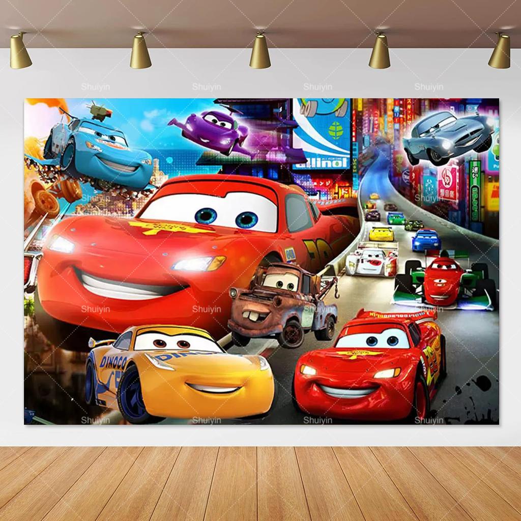 Disney Pixar Cars Lightning Mcqueen photo background for birthday party, studio photo background for kids, babies and baby welcome parties, AS41