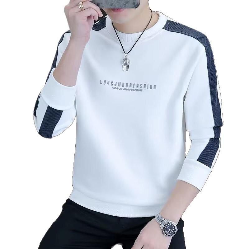Spring And Autumn Sweater Men'S Crew Neck Loose Long Sleeve T-Shirt Young Students Trendy Handsome Versatile Top