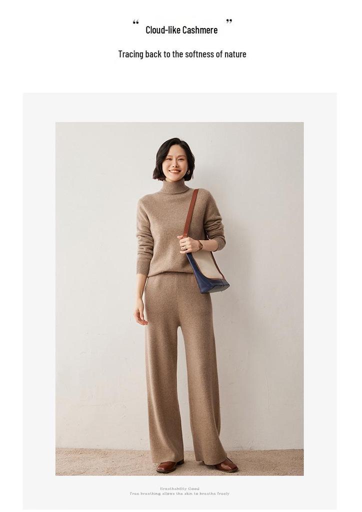 2024 Autumn/Winter Women's Cashmere High Neck Loose Knit Pullover