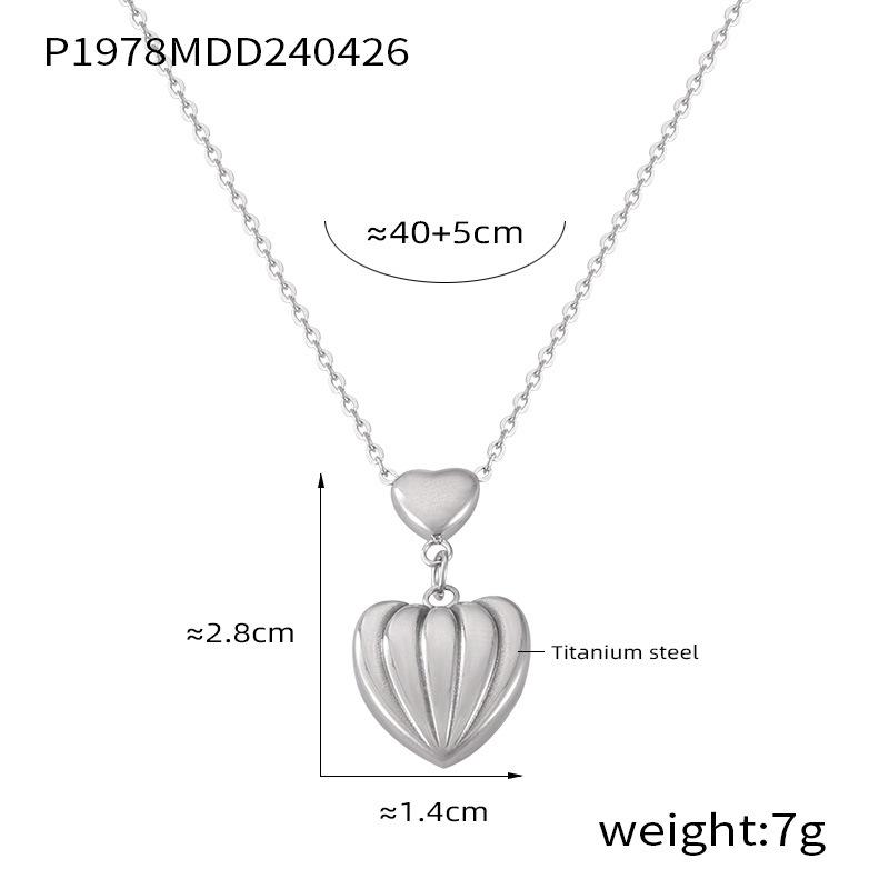 Heart Tassel Pendant Necklace: European & American Design, Titanium Steel Jewelry for Women