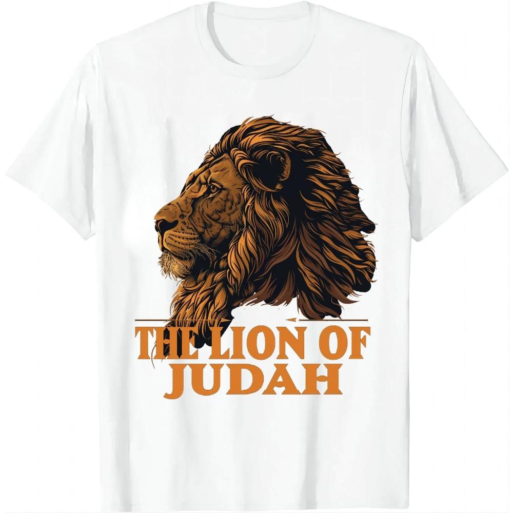 Jesus Lion of Judah Gift for Men Women T-Shirt Vintage T Shirt Animal Fashion Short Sleeves Top Streetwear Ropa Hombre