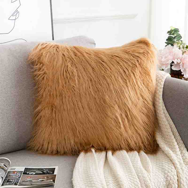 Plüschkissen Wolle Sofakissen Niedlich Netzrot Einfarbiges Kissen Bequem Weich Modern Schlicht Matte Stuhlpat