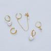 ANENJERY Pearl Three-dimensional Heart Crown Chain Clip Earrings Hoops Female Statement 6-piece Earrings Set